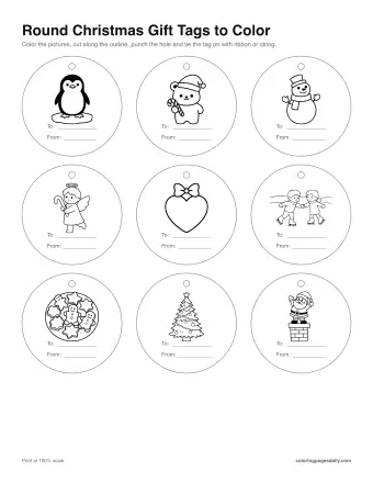 Preview: Round gift tags to color 1