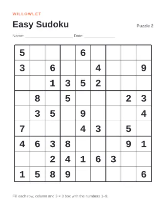 Preview of Easy Printable Sudoku: Puzzle 2