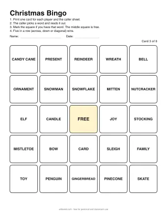 Preview of Christmas Bingo: Card 3 of 8
