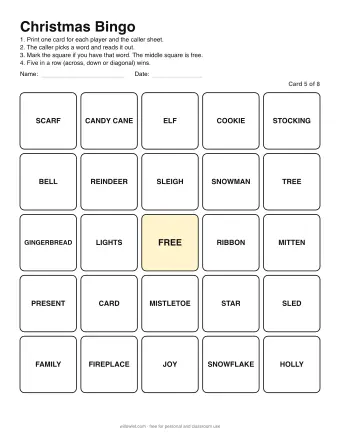 Preview of Christmas Bingo: Card 5 of 8