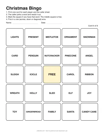 Preview of Christmas Bingo: Card 6 of 8