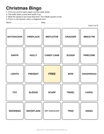 Preview of Christmas Bingo: Card 4 of 8