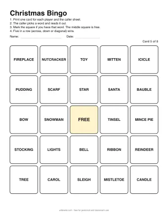 Preview of Christmas Bingo: Card 5 of 8
