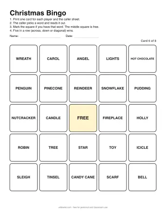 Preview of Christmas Bingo: Card 6 of 8