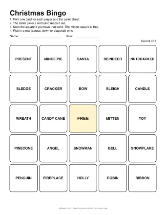 Preview of Christmas Bingo: Card 8 of 8
