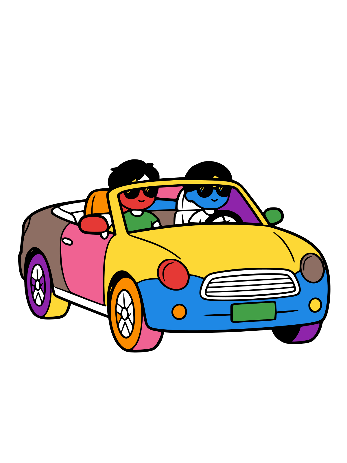 Line art of a convertible car with the top down for coloring