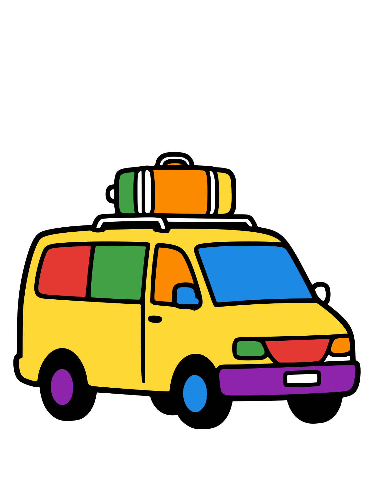 Line art of a family minivan for coloring