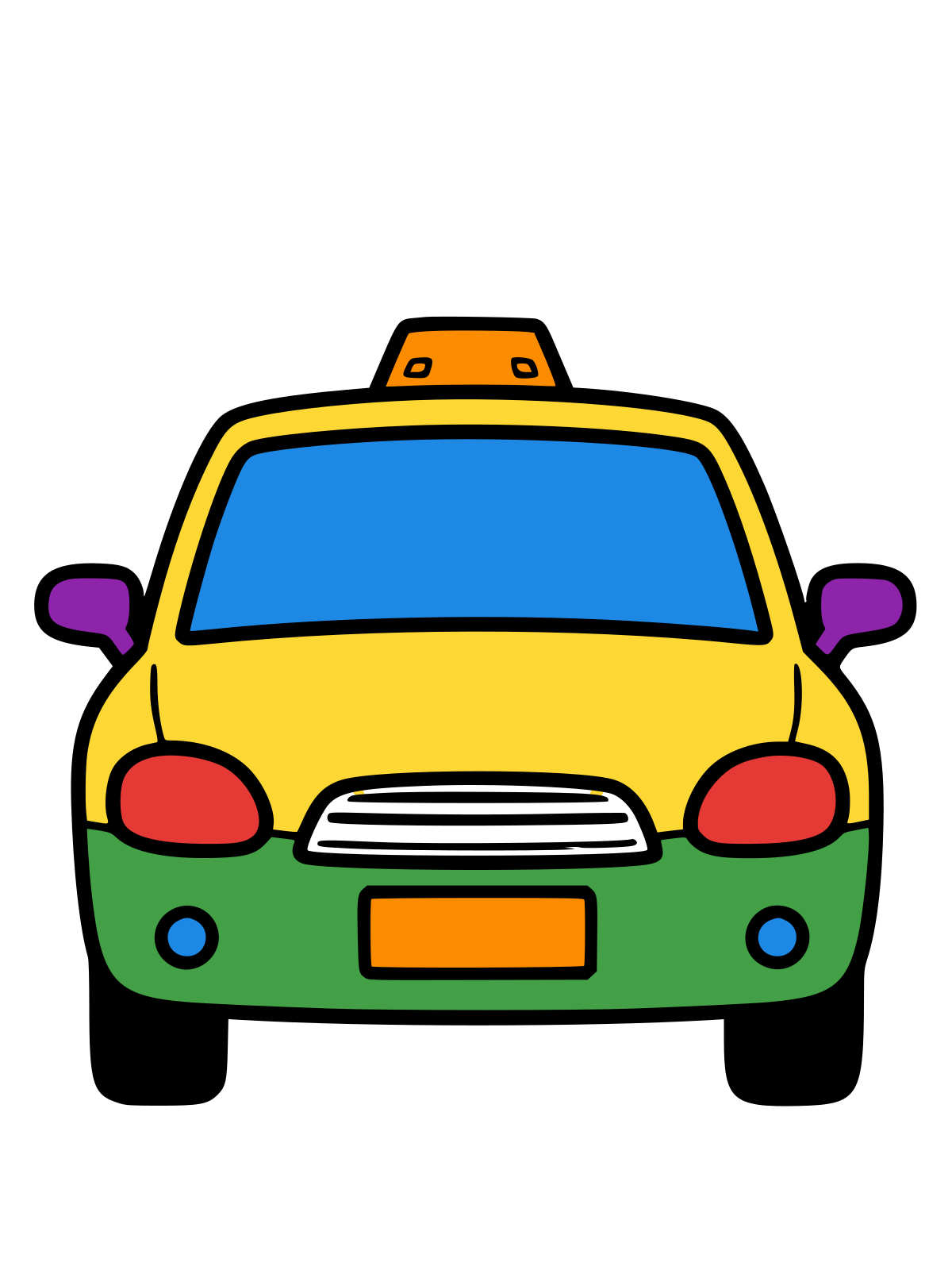 Line art of a classic taxi cab for coloring
