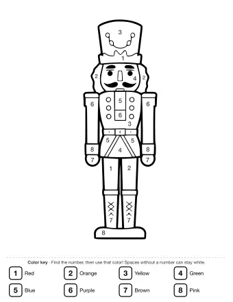 Black-and-white line drawing of a nutcracker soldier with a tall hat, a buttoned jacket, crossed arms, and tall boots, standing in a ballet pose.