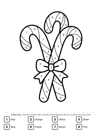 Line drawing of three candy canes tied together with a bow and ribbon, showing the classic curved tops and striped bodies.