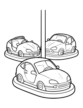 Linha artística de carrinhos de choque de parque de diversões para colorir