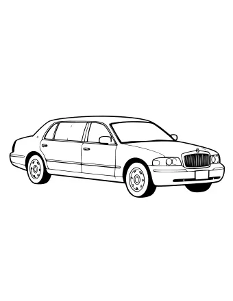 Dessin au trait d’une longue limousine sur un tapis rouge
