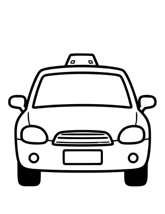 Dessin au trait d'un taxi classique à colorier