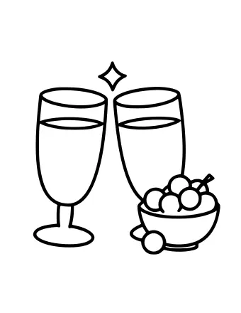 Deux verres tintent ensemble pour un toast du Nouvel An.